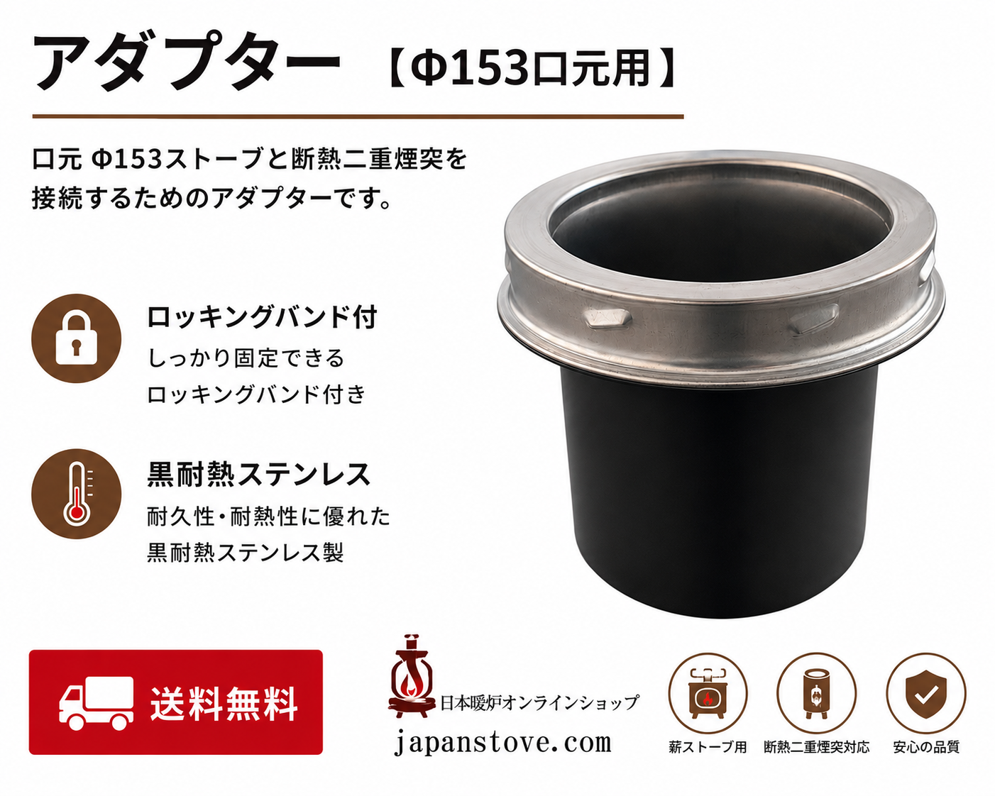 アダプター　　　　　　　【Φ153口元用 】　　　　　　【ロッキングバンド付】