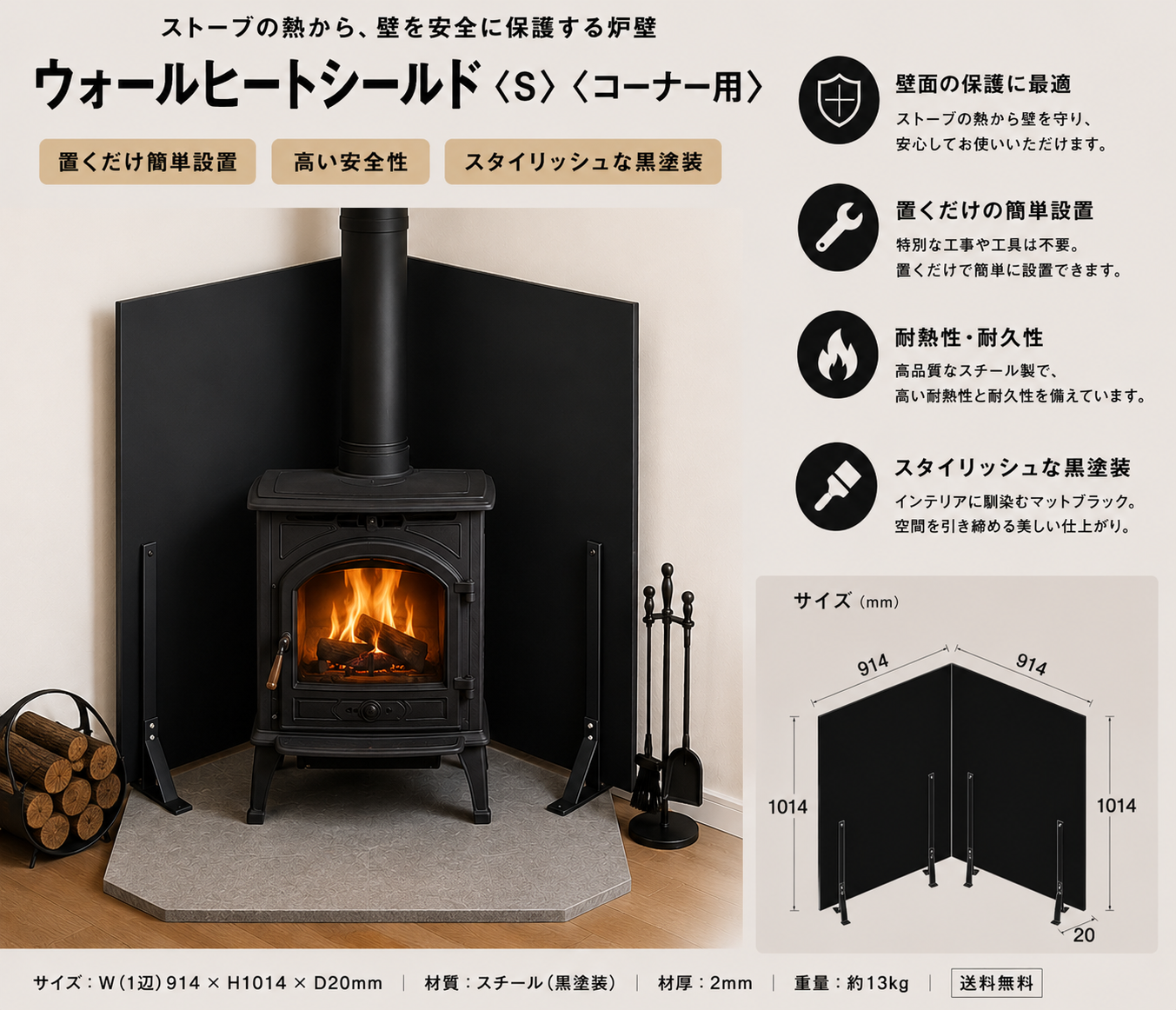 ウォールヒートシールド 〈 S 〉〈コーナー用〉