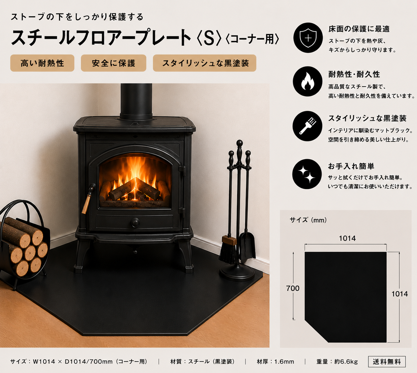 スチールフロアープレート 〈 S 〉〈コーナー用 〉